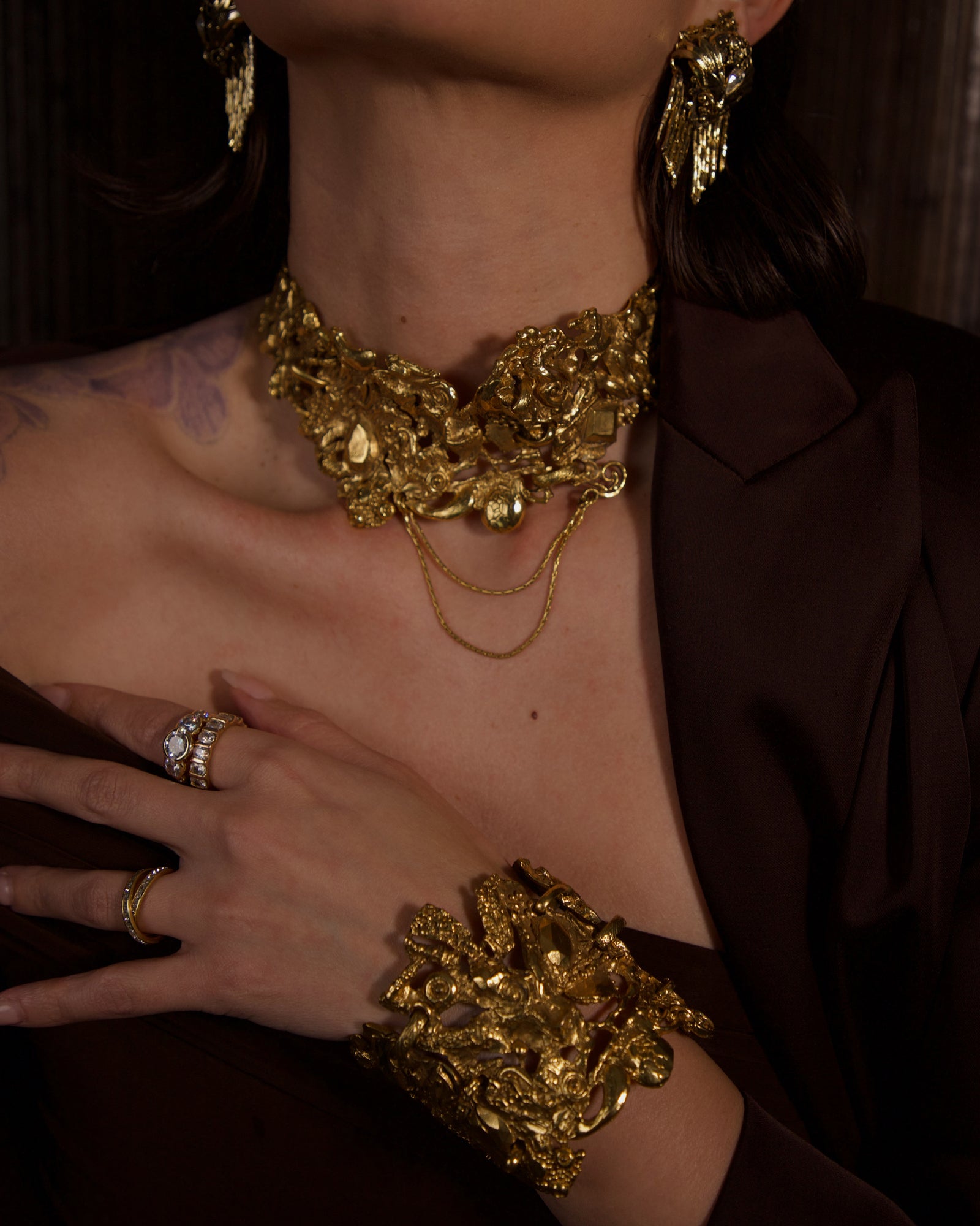 Vintage Christian Lacroix Gold Brutalist Set – Julia Vaughn