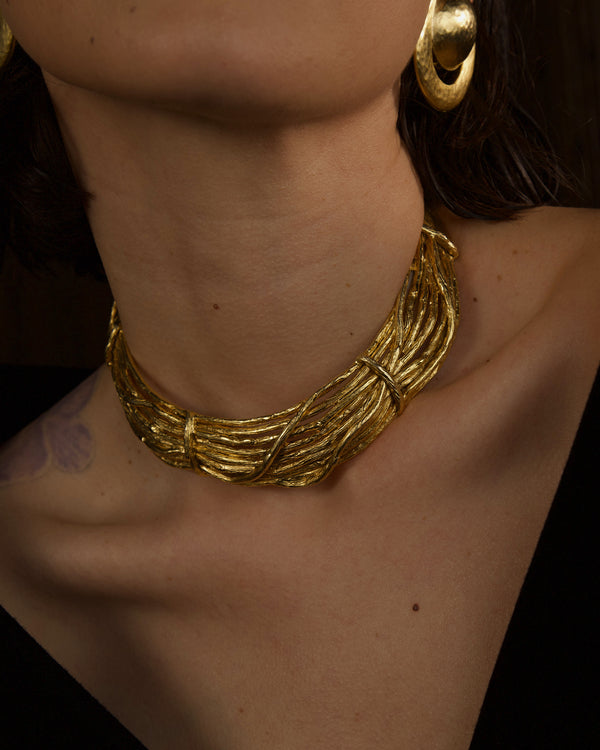 Vintage Matte Gold Etruscan Collar