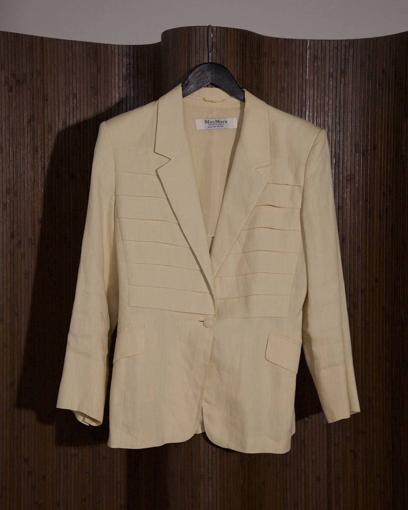 Vintage Max Mara Linen Pleated Blazer