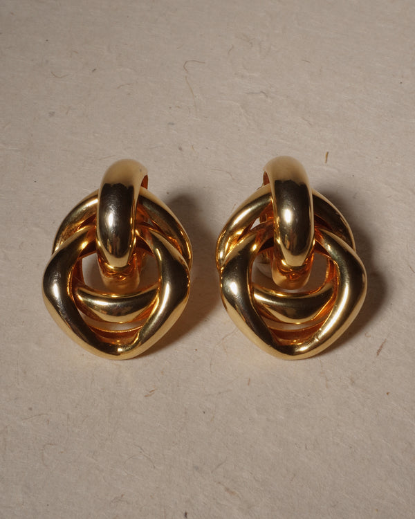 Vintage 80's Gold Pipe Knot Earrings