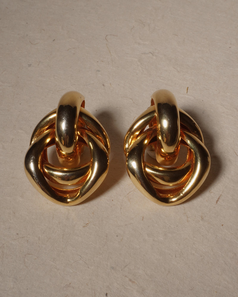 Vintage 80's Gold Pipe Knot Earrings