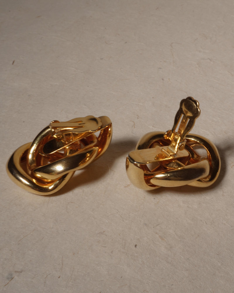 Vintage 80's Gold Pipe Knot Earrings