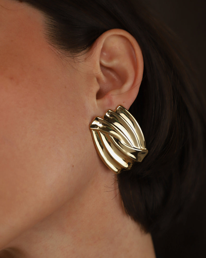 Vintage 80's Modernist Sheet Earrings