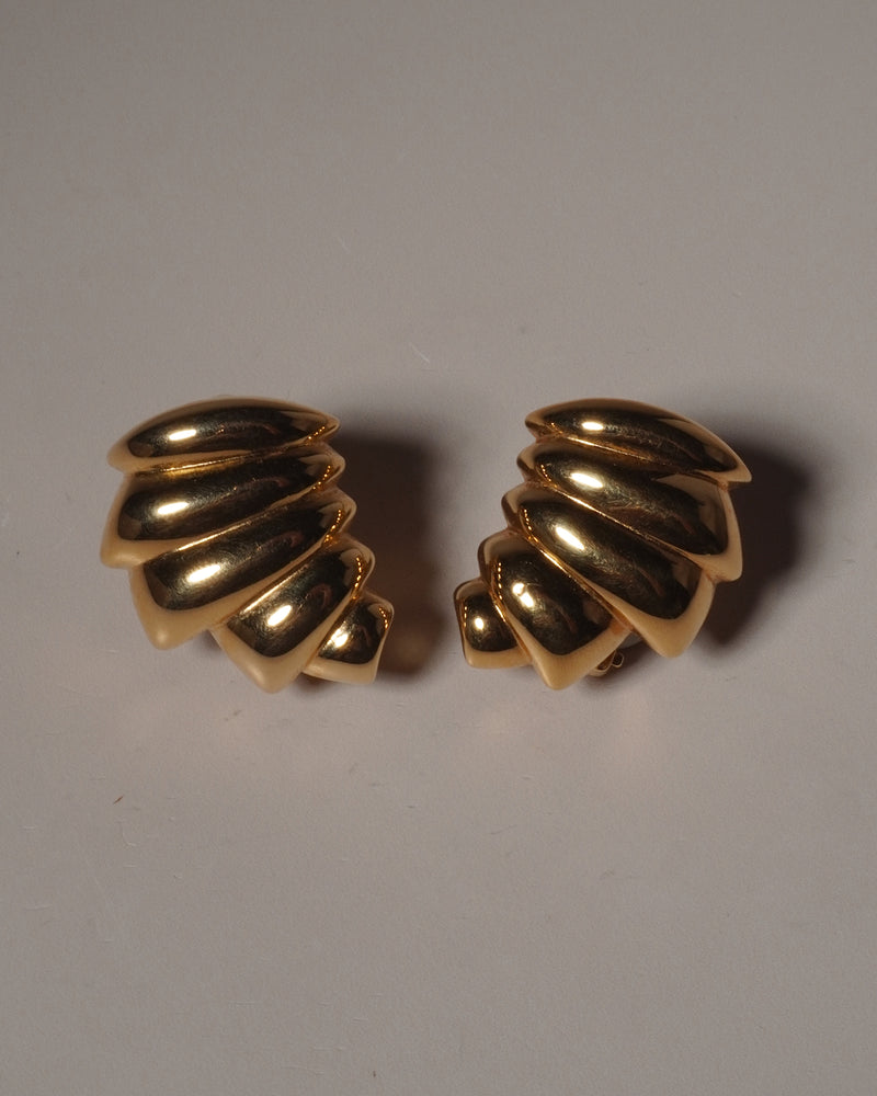 VINTAGE 80'S POLISHED RIBBED CLIP ONS