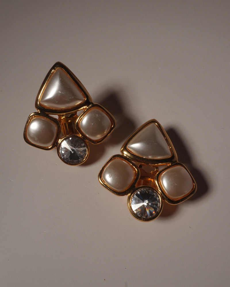 VINTAGE 80'S RHINESTONES & PEARL CLIP ONS