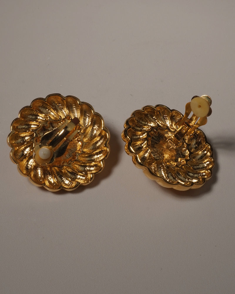 Vintage 80's Chunky Gold Dome Clip Ons