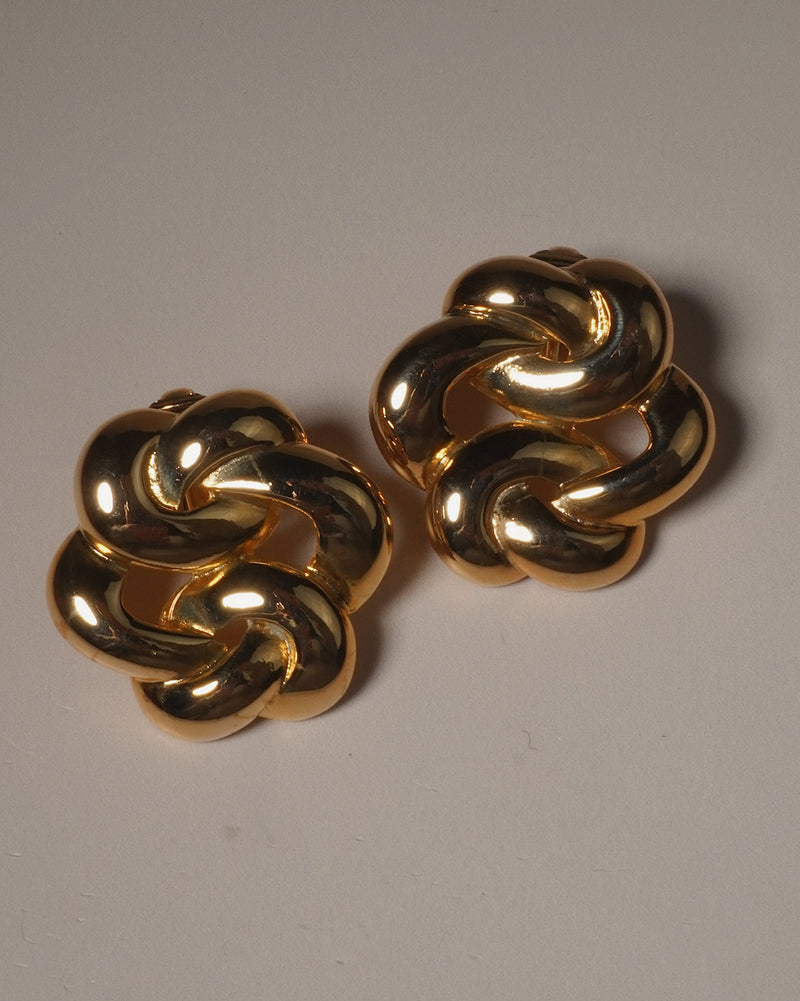 Vintage 80's Gold Knot Button Clip Ons