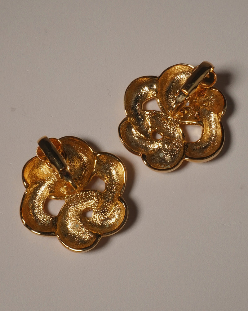 Vintage 80's Gold Knot Button Clip Ons