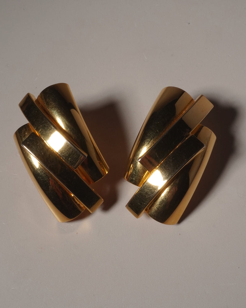 VINTAGE 80'S LARGE ABSTRACT GOLD CLIP ONS