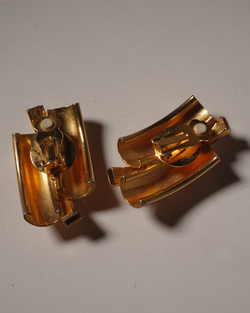 VINTAGE 80'S LARGE ABSTRACT GOLD CLIP ONS