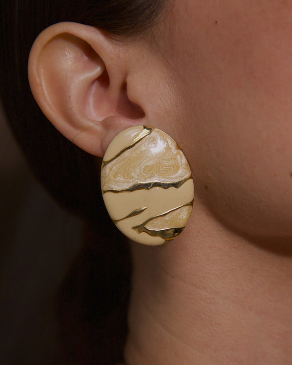 Vintage 80's Neutral Enamel Earrings