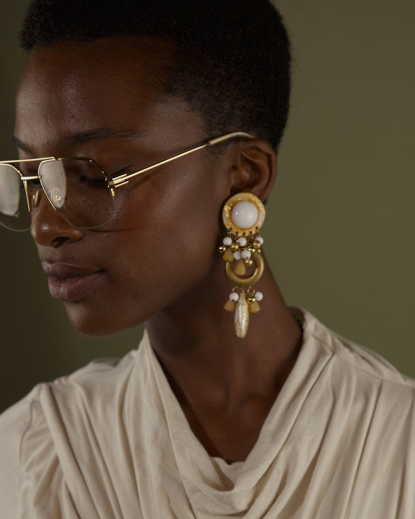 VINTAGE 80'S OVERSIZED BEADED EARRINGS