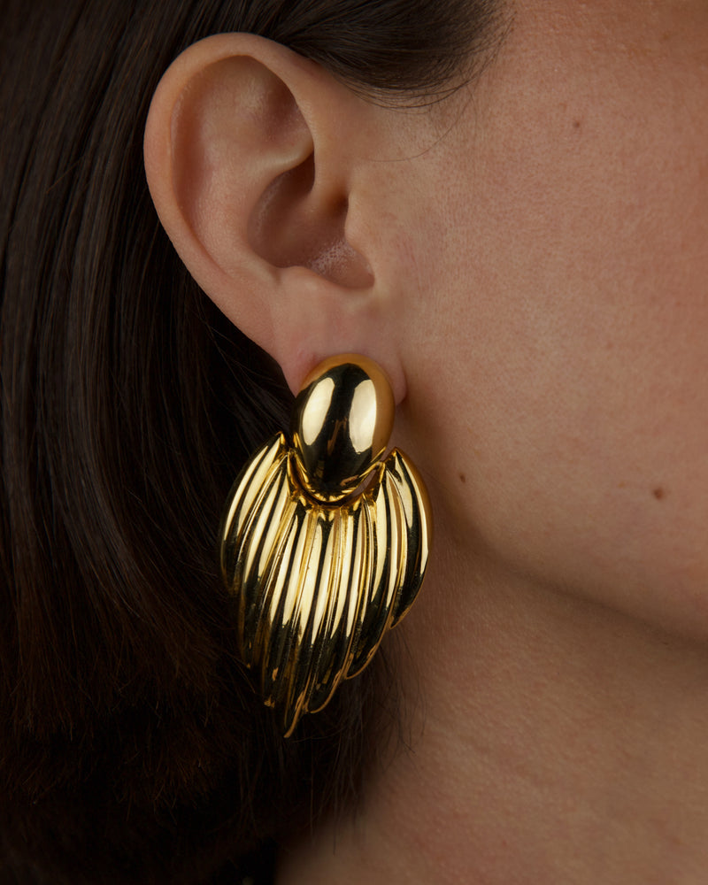 VINTAGE 90'S POLISHED RIBBED EARRINGS