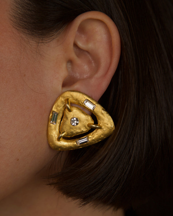 Vintage Abstract Matte Gold Clip Ons