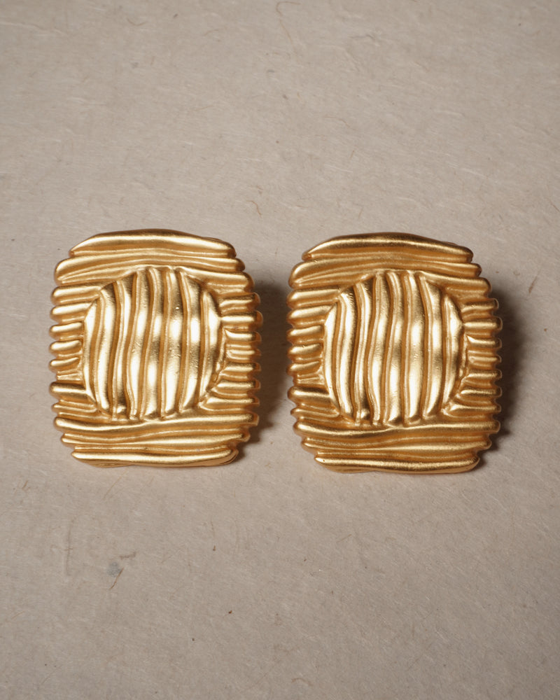 Vintage Abstract Matte Gold Clip Ons