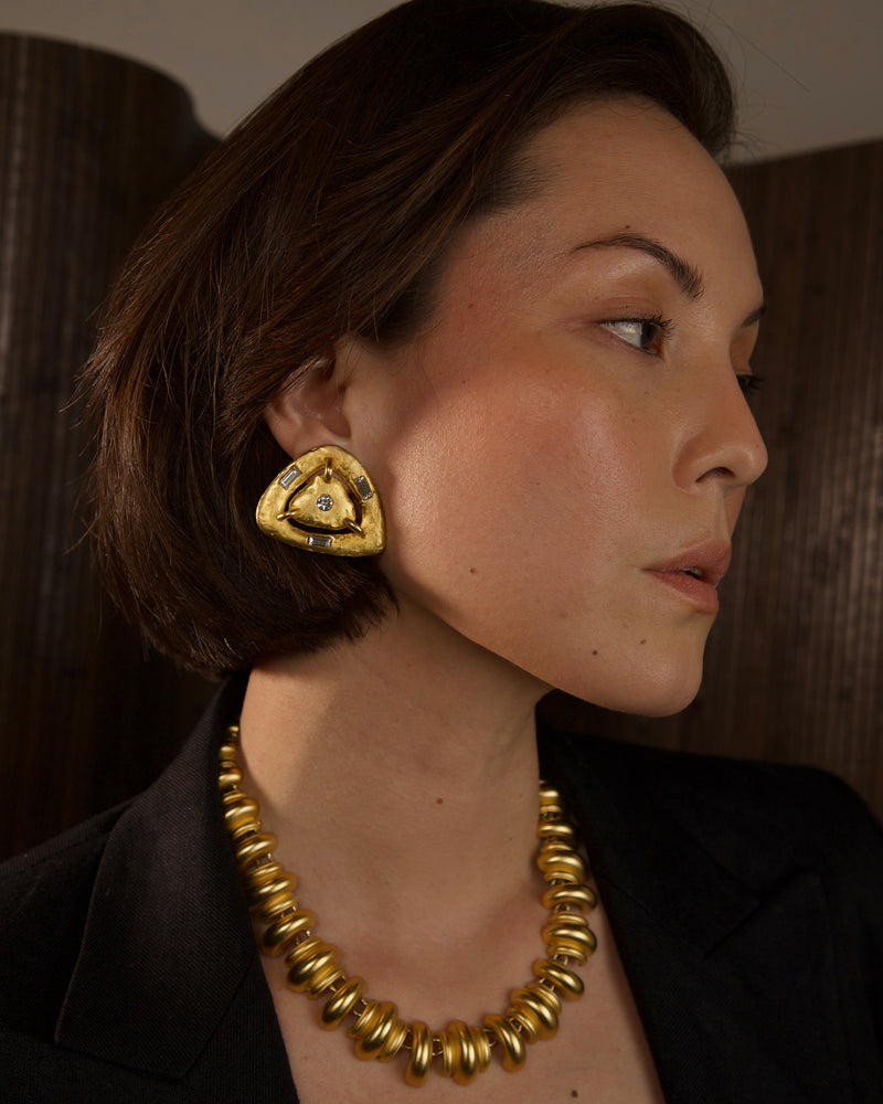 Vintage Abstract Matte Gold Clip Ons