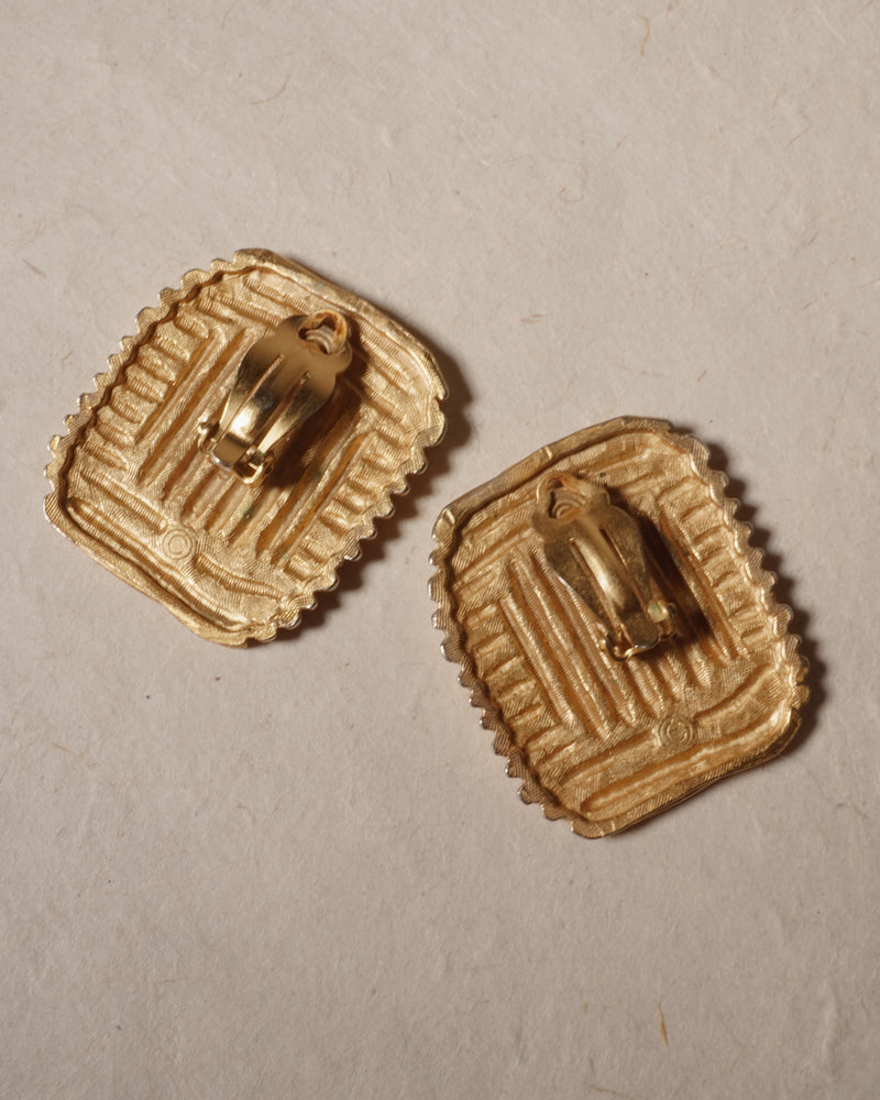 Vintage Abstract Matte Gold Clip Ons