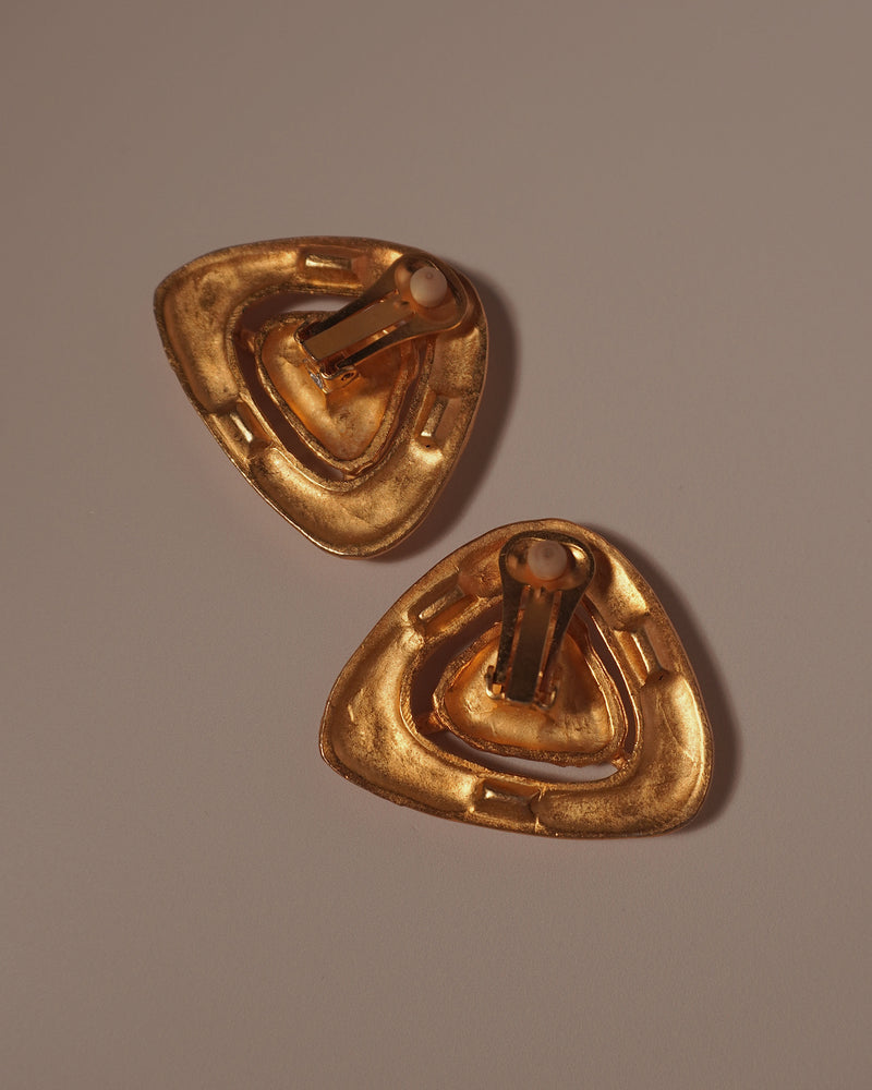 Vintage Abstract Matte Gold Clip Ons