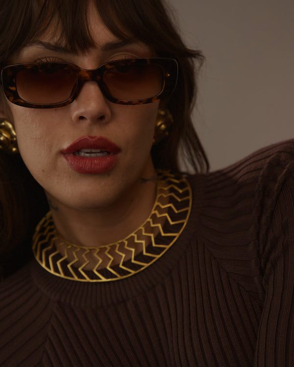 VINTAGE ABSTRACT MATTE GOLD COLLAR