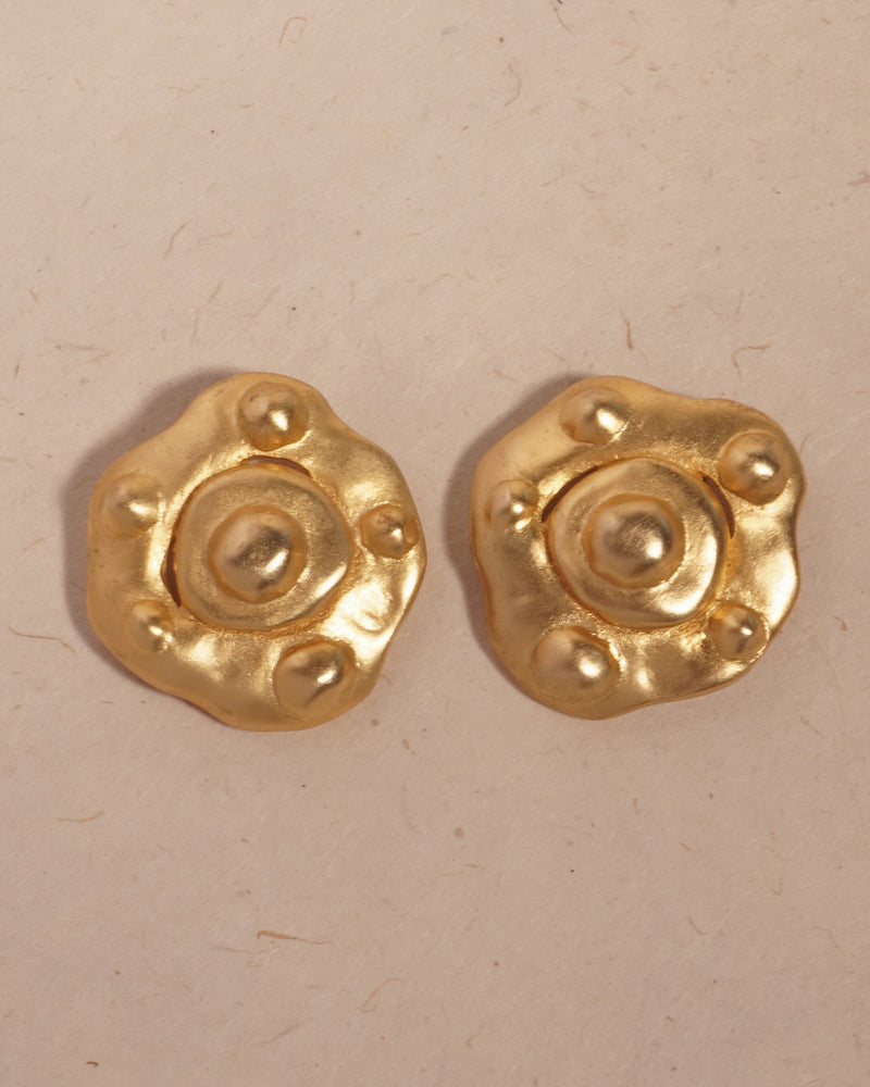 VINTAGE ABSTRACT MATTE GOLD VO CLIP ONS