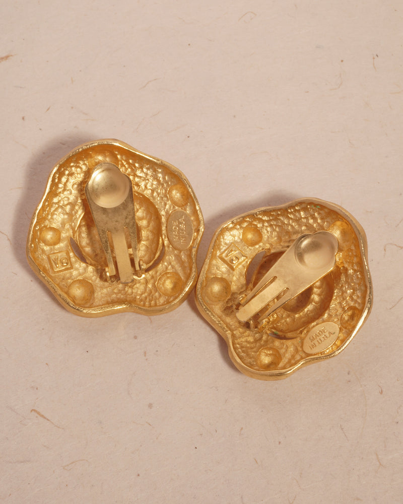 VINTAGE ABSTRACT MATTE GOLD VO CLIP ONS