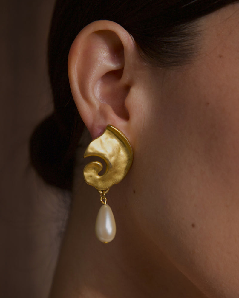 Vintage Abstract Pearl Drop Earrings