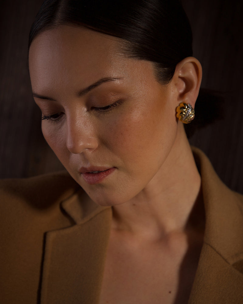 Vintage AD Tri-Tone Button Earrings