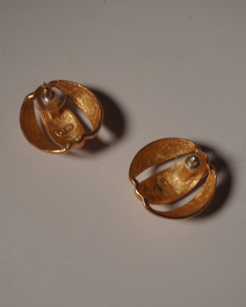 VINTAGE AK ABSTRACT MATTE GOLD EARRINGS