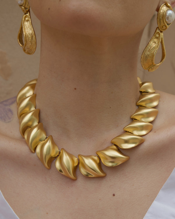 Vintage AK Matte Abstract Statement Necklace