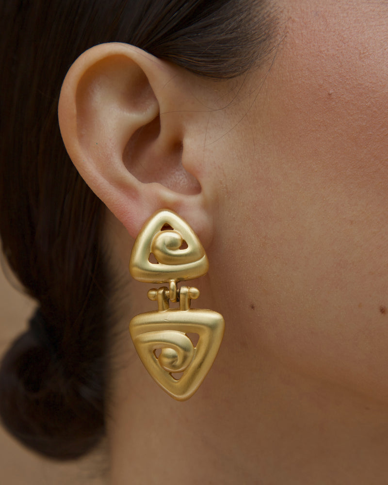 Vintage AK Matte Gold Drop Earrings