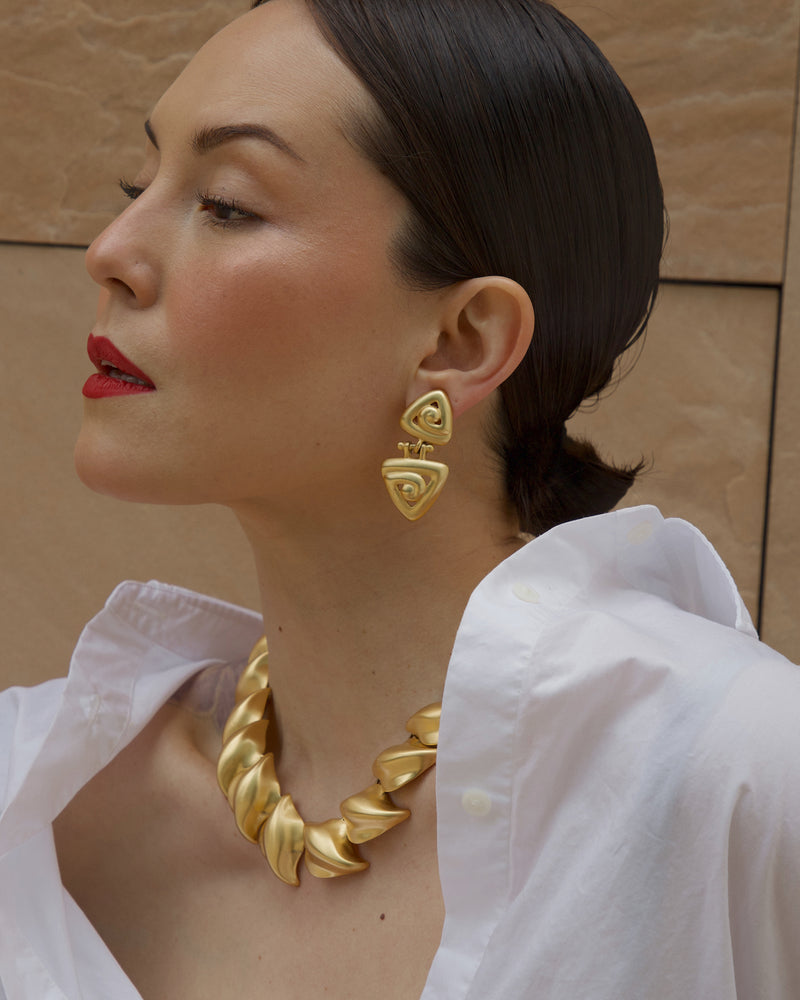 Vintage AK Matte Gold Drop Earrings