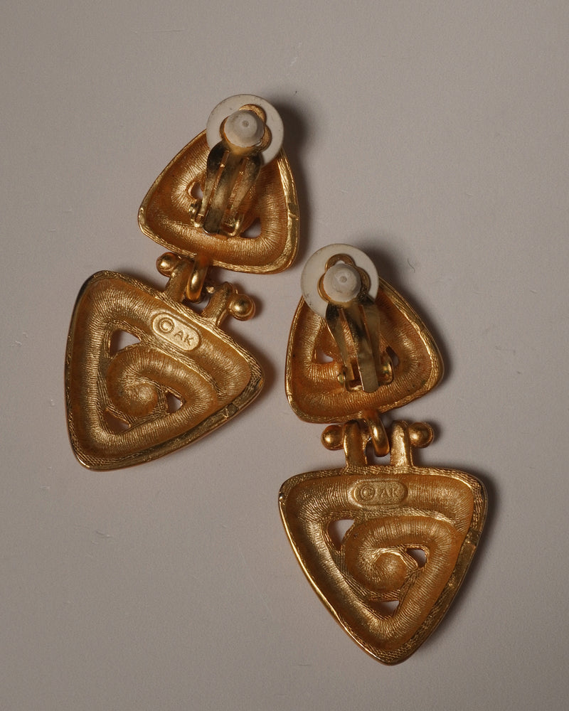 Vintage AK Matte Gold Drop Earrings