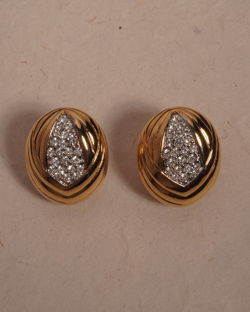 Vintage Art Deco Pavé Button Clip Ons