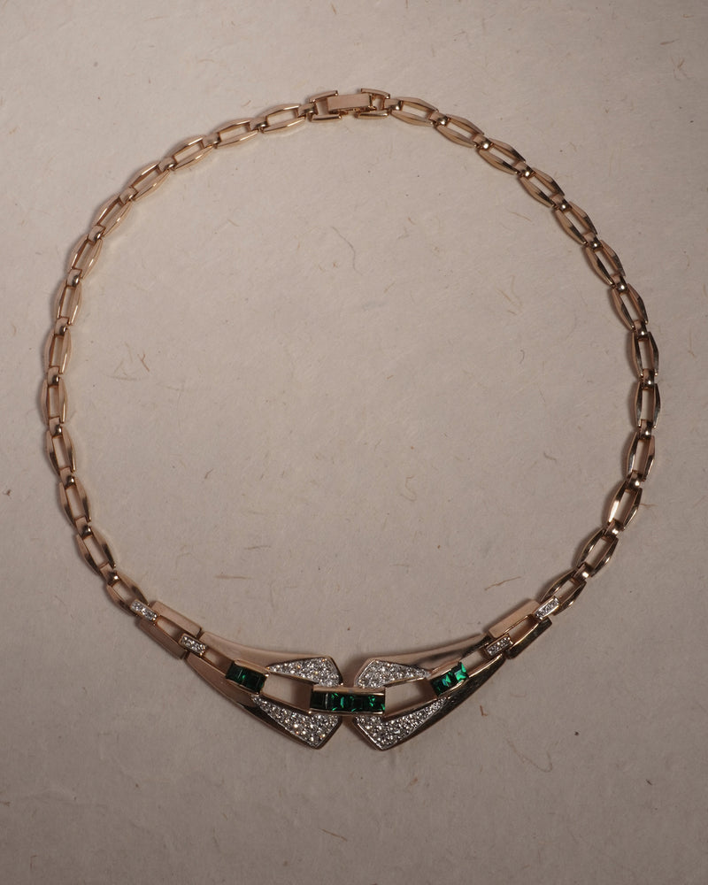 Vintage Art Deco Pavé Emerald Necklace