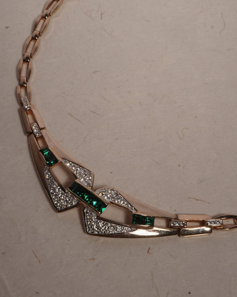 Vintage Art Deco Pavé Emerald Necklace