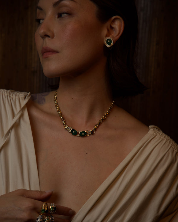 Vintage Attwood & Sawyer Bezeled Emerald Set