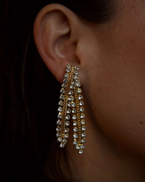 Vintage Austrian Rhinestone Waterfall Clip Ons