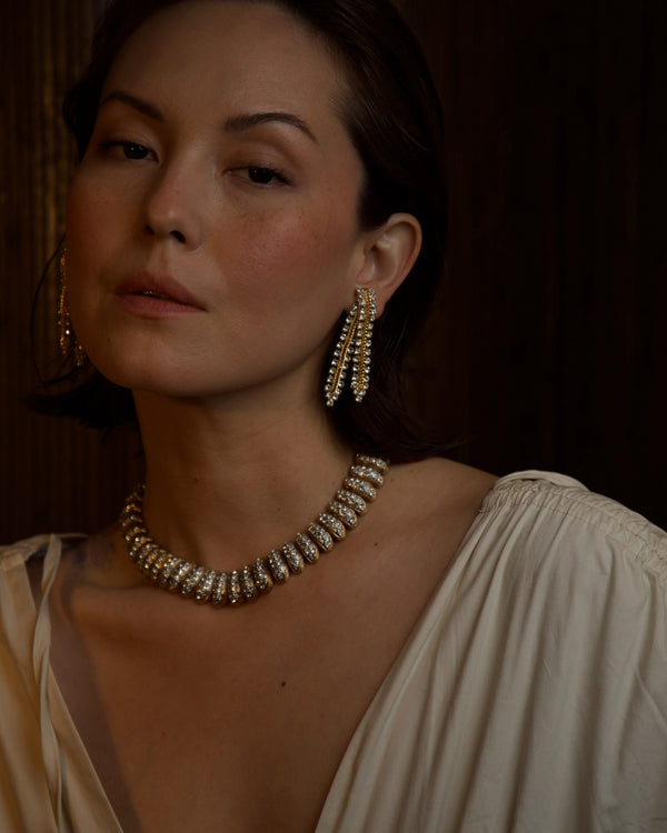 Vintage Austrian Rhinestone Waterfall Clip Ons