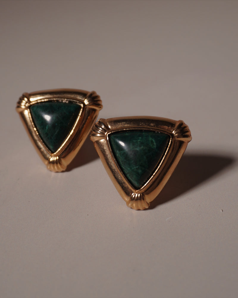 VINTAGE AVENTURINE CABOCHON CLIP ONS