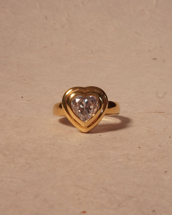 Vintage Bezeled Heart Ring (Sz 8)