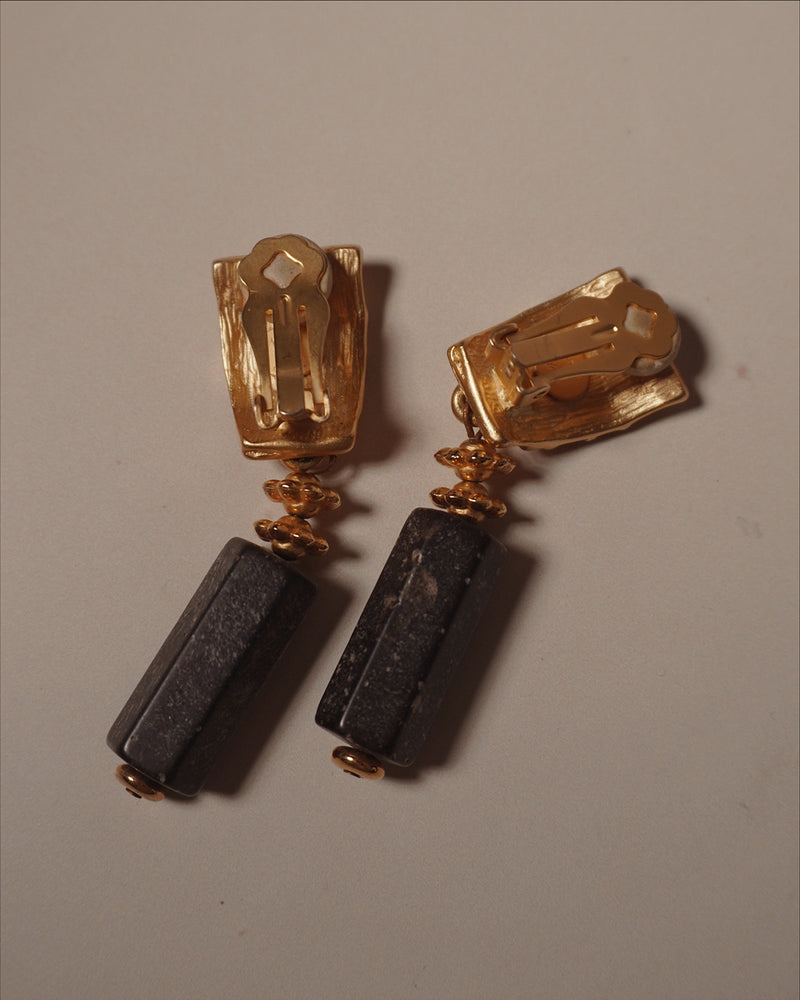 Vintage Black Stone Drop Earrings