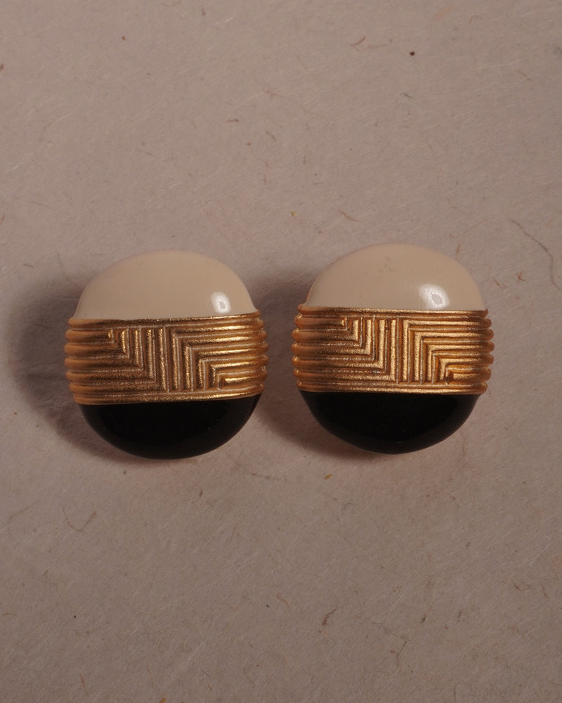 Vintage Black & White Button Earrings (B)