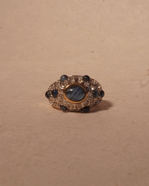 Vintage Blue Cab Pavé Dome Ring (Sz 8)