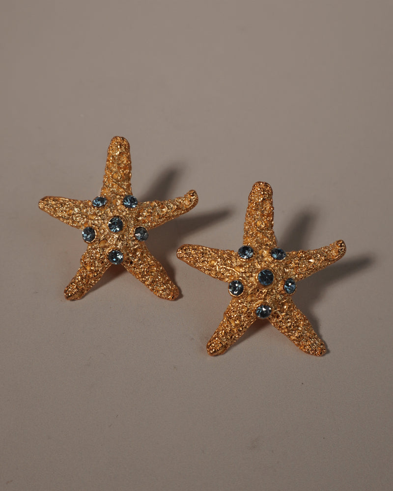 VINTAGE BLUE STARFISH CLIP ONS