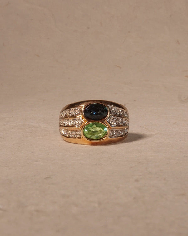 Vintage Blue & Green Pavé Band (Sz 8)