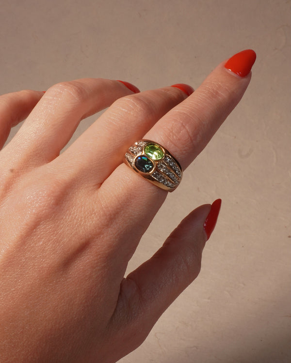 Vintage Blue & Green Pavé Band (Sz 8)