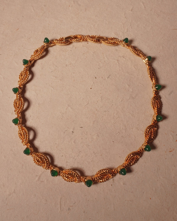 VINTAGE BOUCHER  KNOTTED GREEN CABOCHON NECKLACE