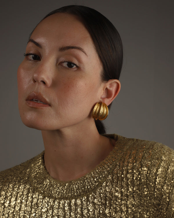 Vintage Brutalist Matte Gold Hoops