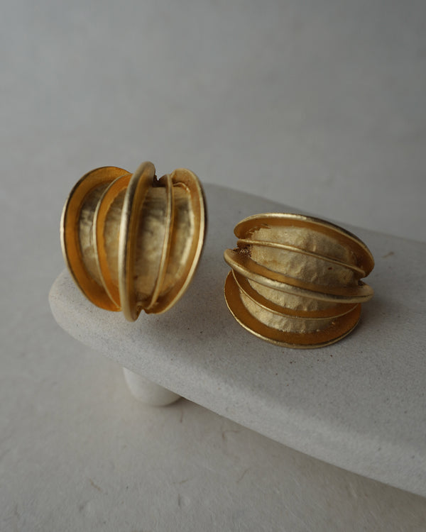 Vintage Brutalist Matte Gold Hoops