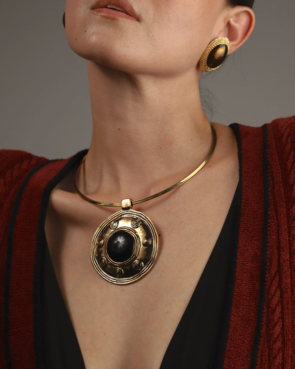 Vintage Brutalist Oversized Pendant Collar